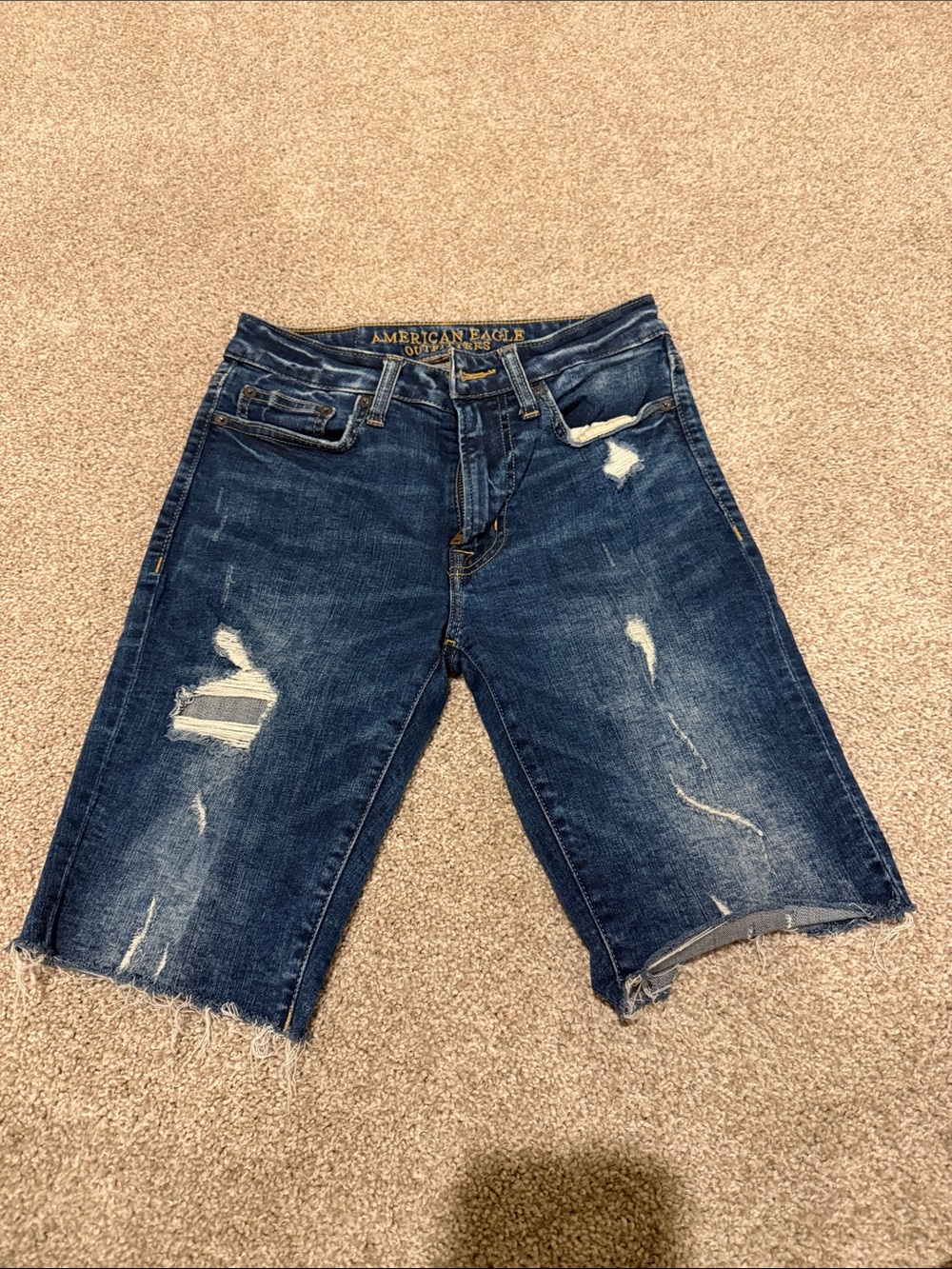 American Eagle Blue Distressed Denim Cutoff Shorts
